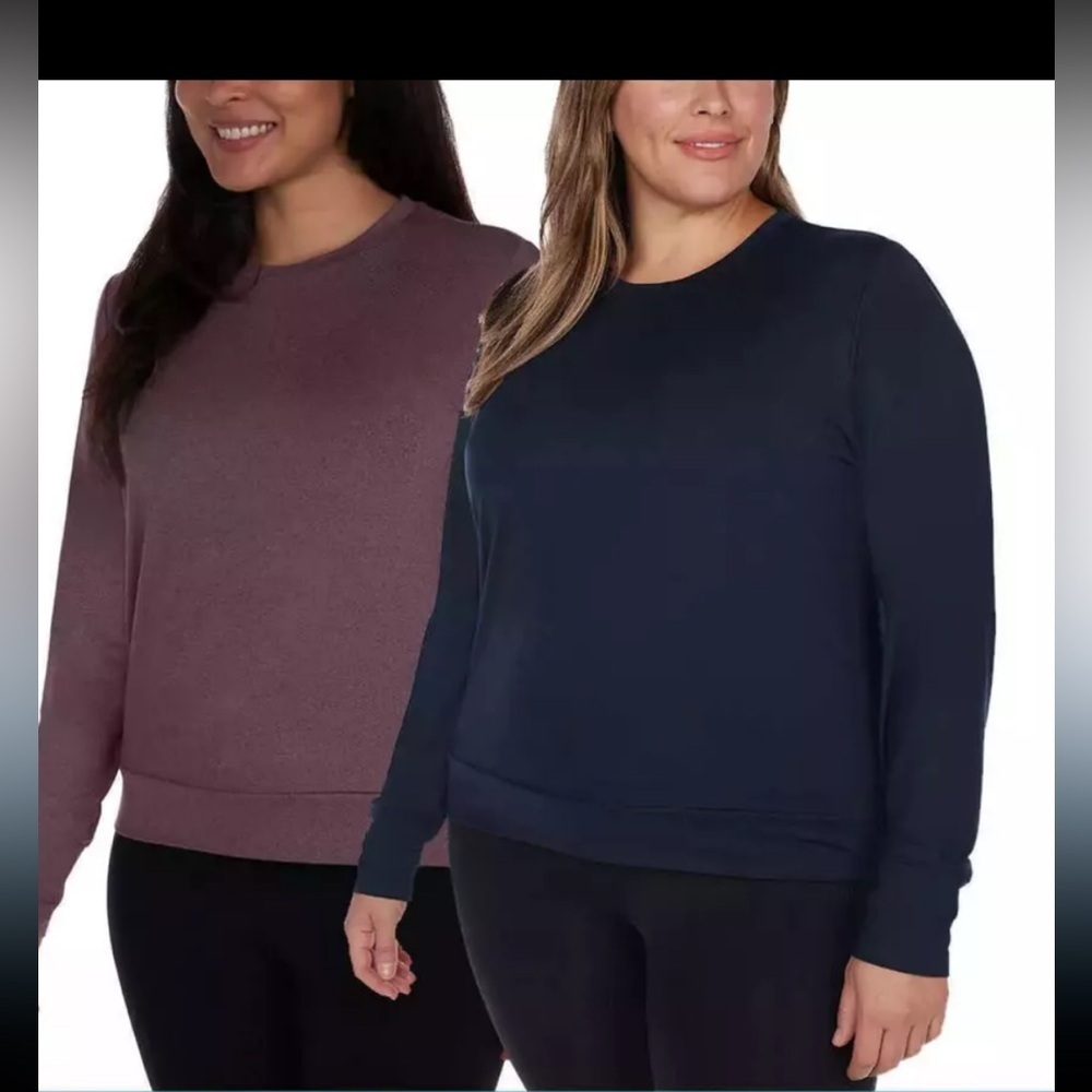 Luka lux women’s 2 pack long sleeve moisture wicking tees,purple/black size s